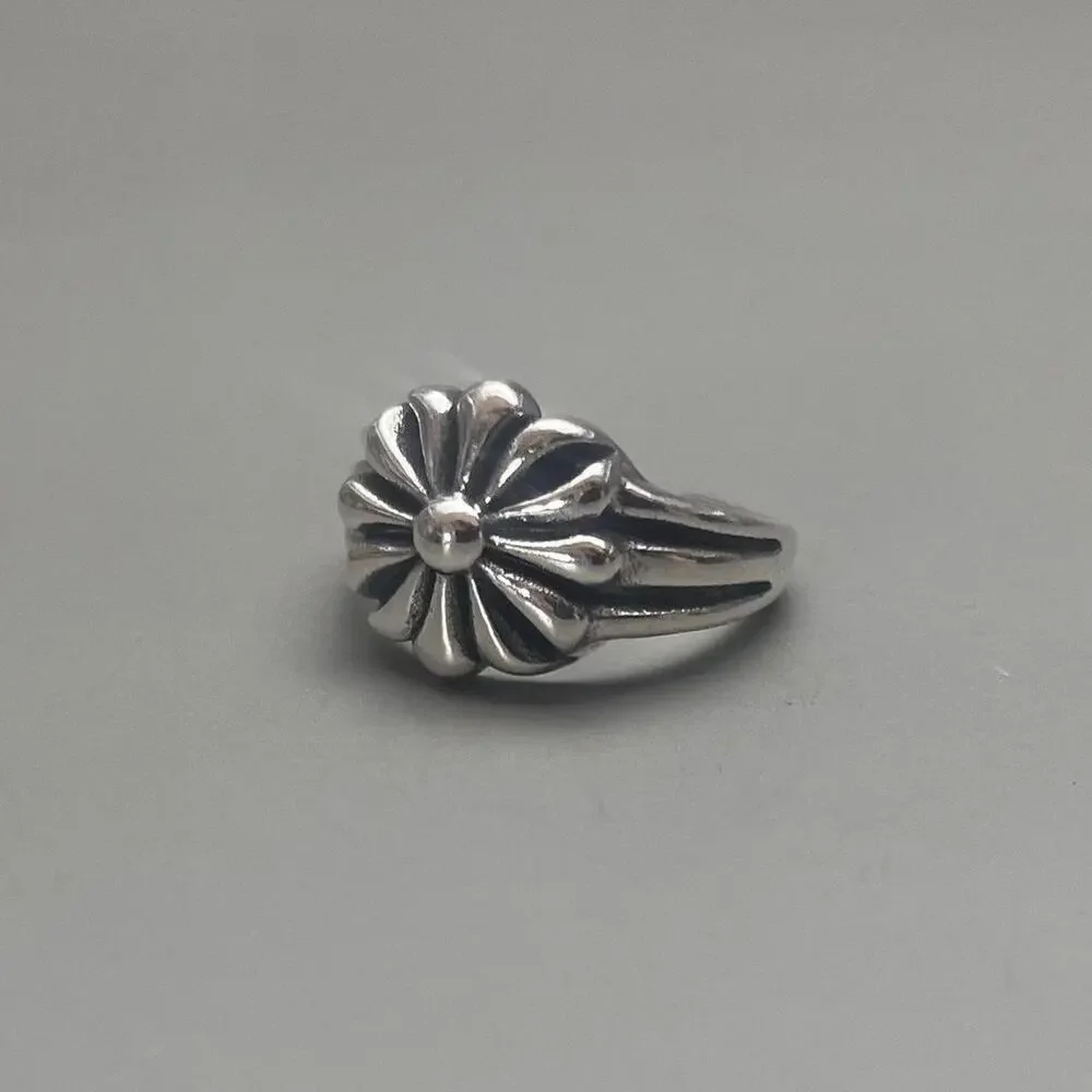 Y2k grunge silver gothic flower